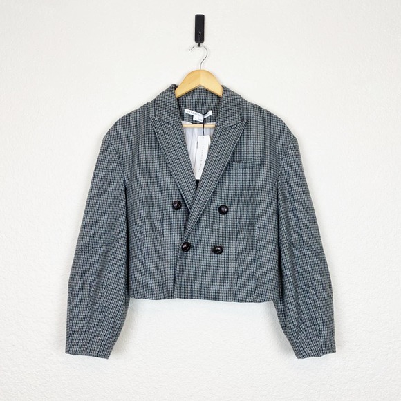 Veronica Beard Sybille Crop Double Breasted Blazer in Houndstooth - Picture 6 of 11